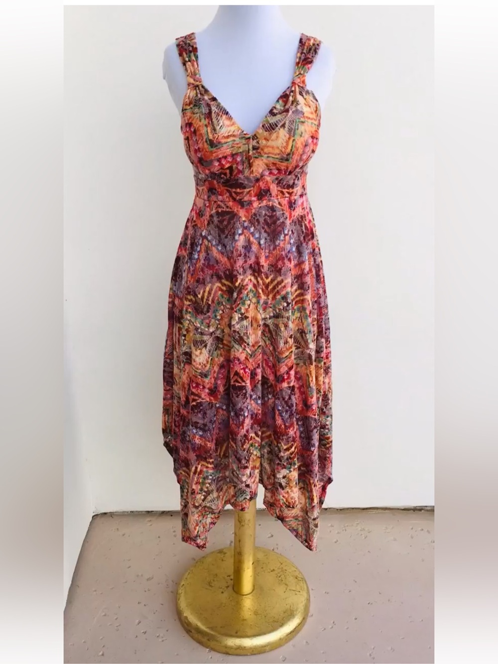 American Rag Women's Multicolor Tribal Print Handkerchief Hem Dress